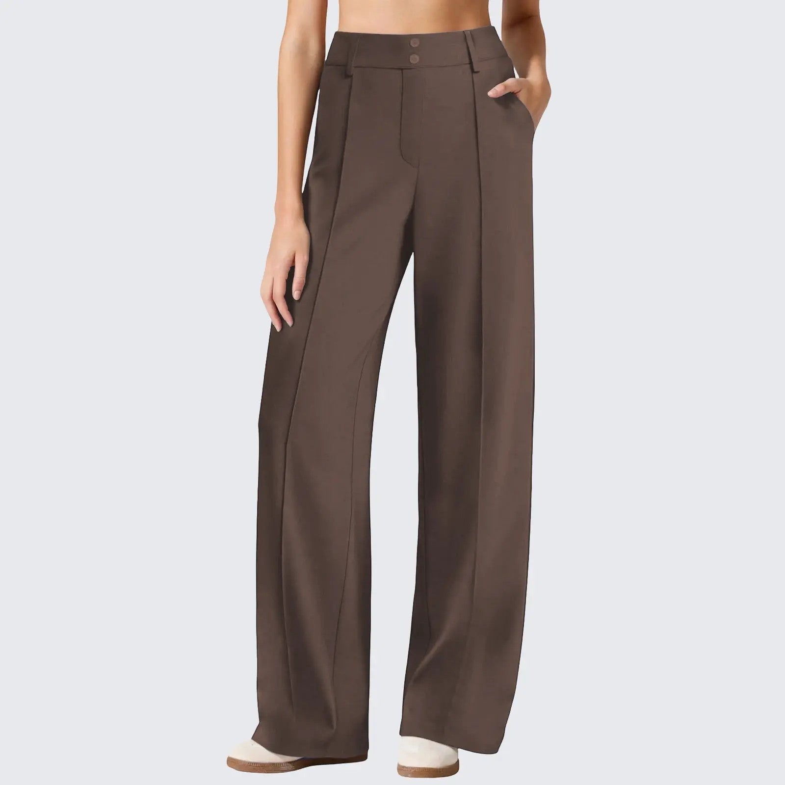Women's High-Waist Straight Stretch Trousers image 1