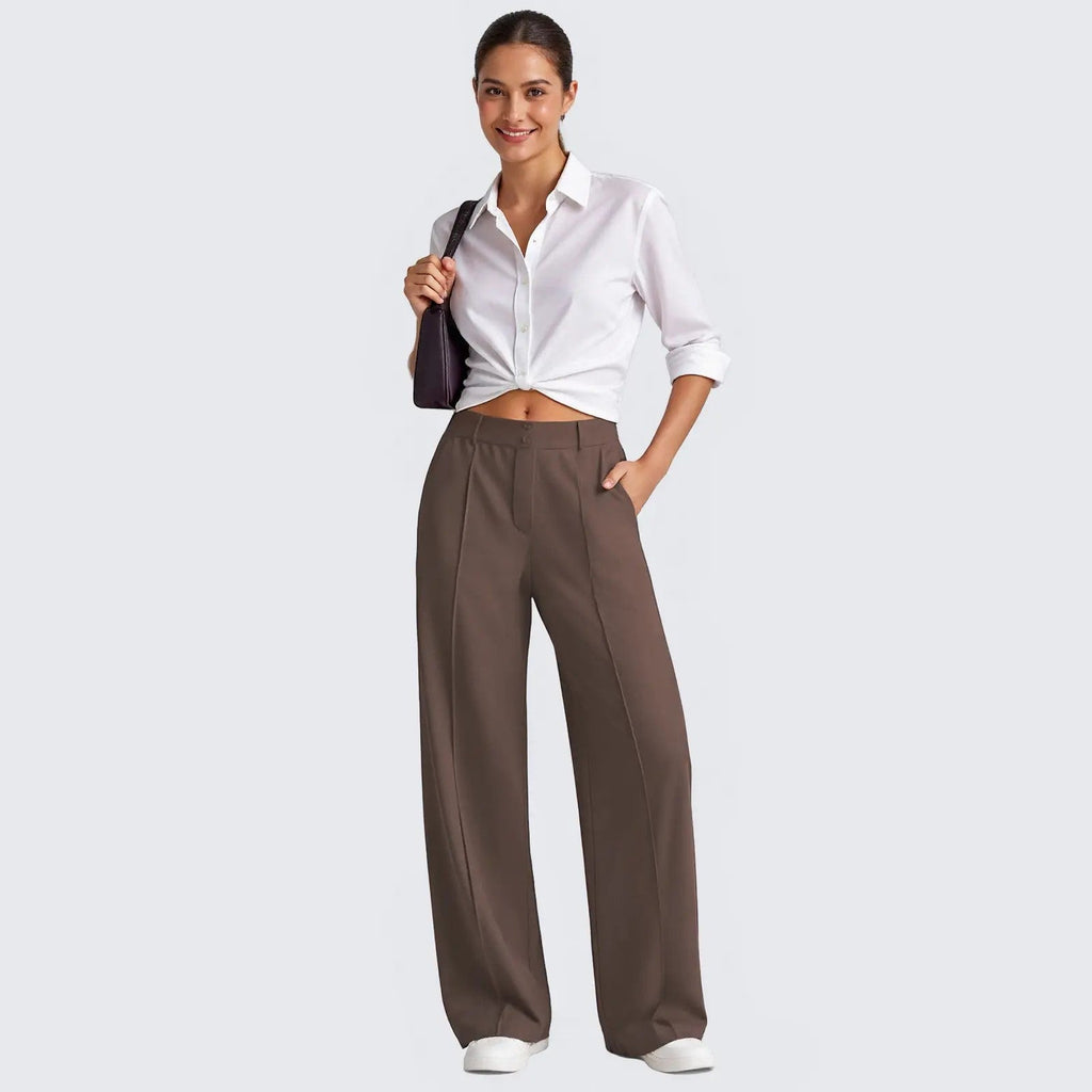 Women's High-Waist Straight Stretch Trousers image 2