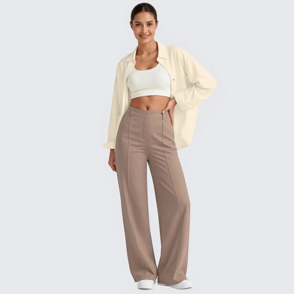 Women's High-Waist Straight Stretch Trousers image 3