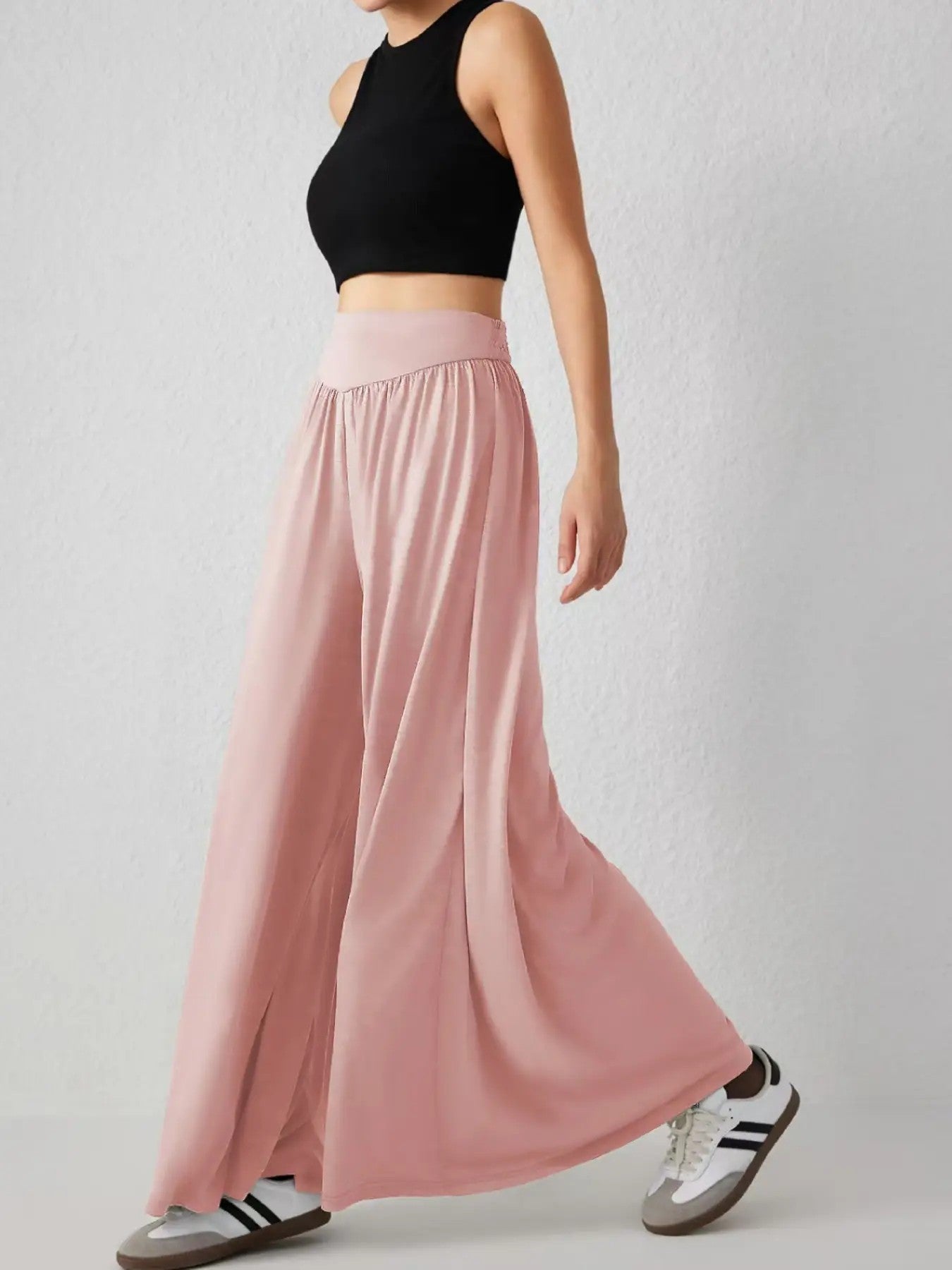 Women's Wide-Leg Stretch Woven Trousers image 3