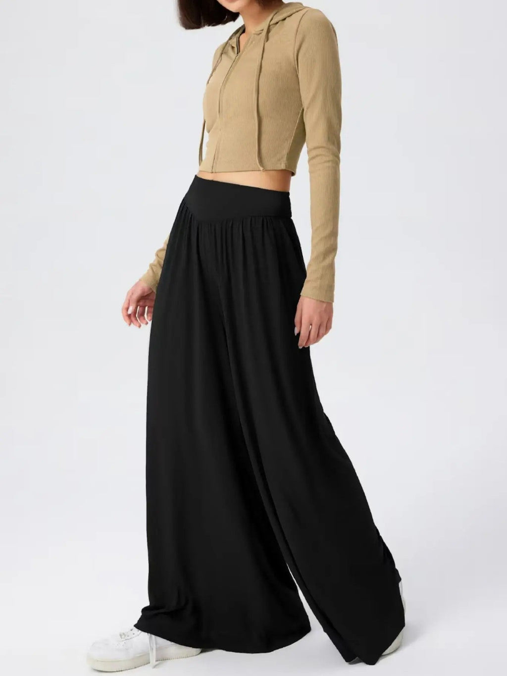 Women's Wide-Leg Stretch Woven Trousers image 9