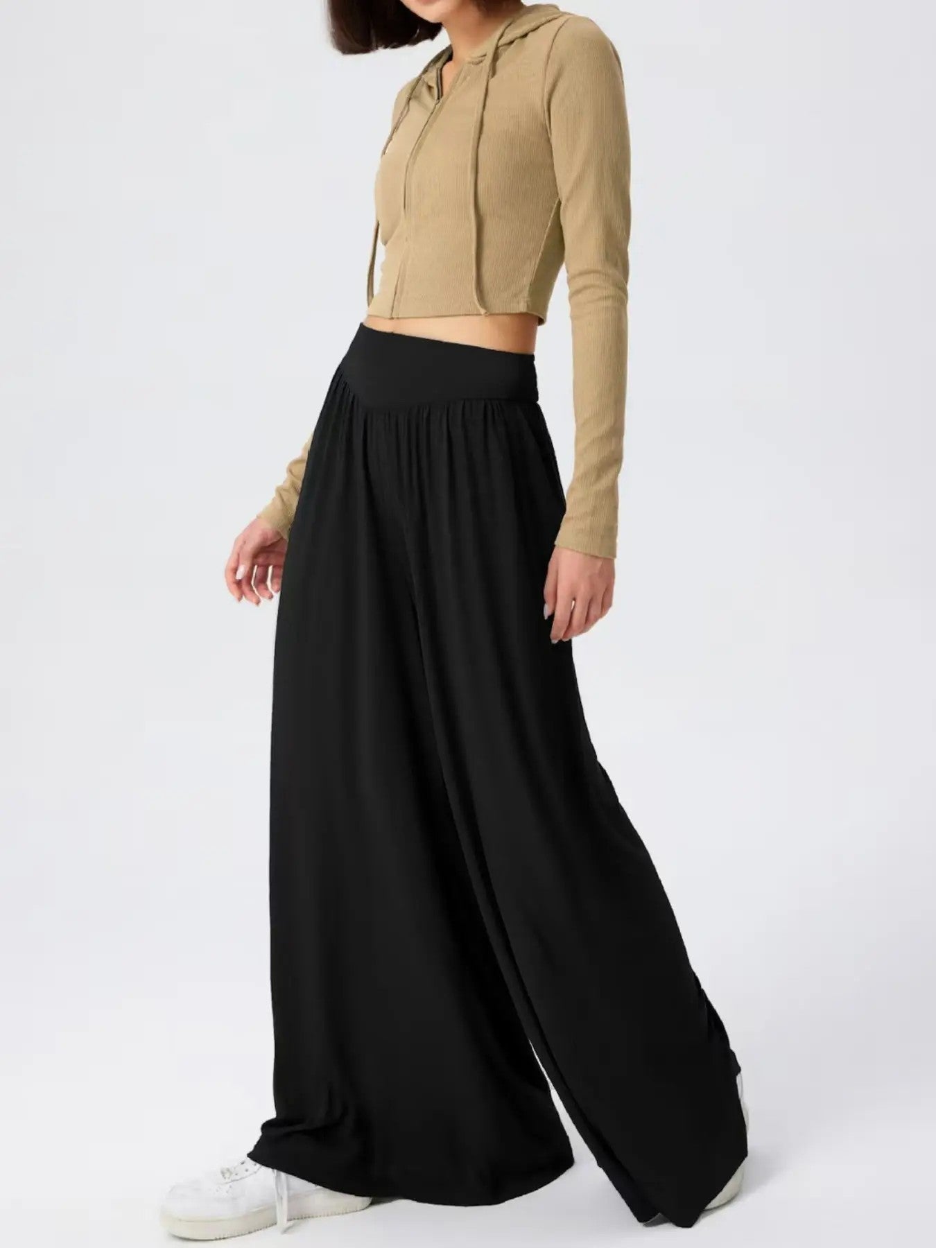 Women's Wide-Leg Stretch Woven Trousers image 9