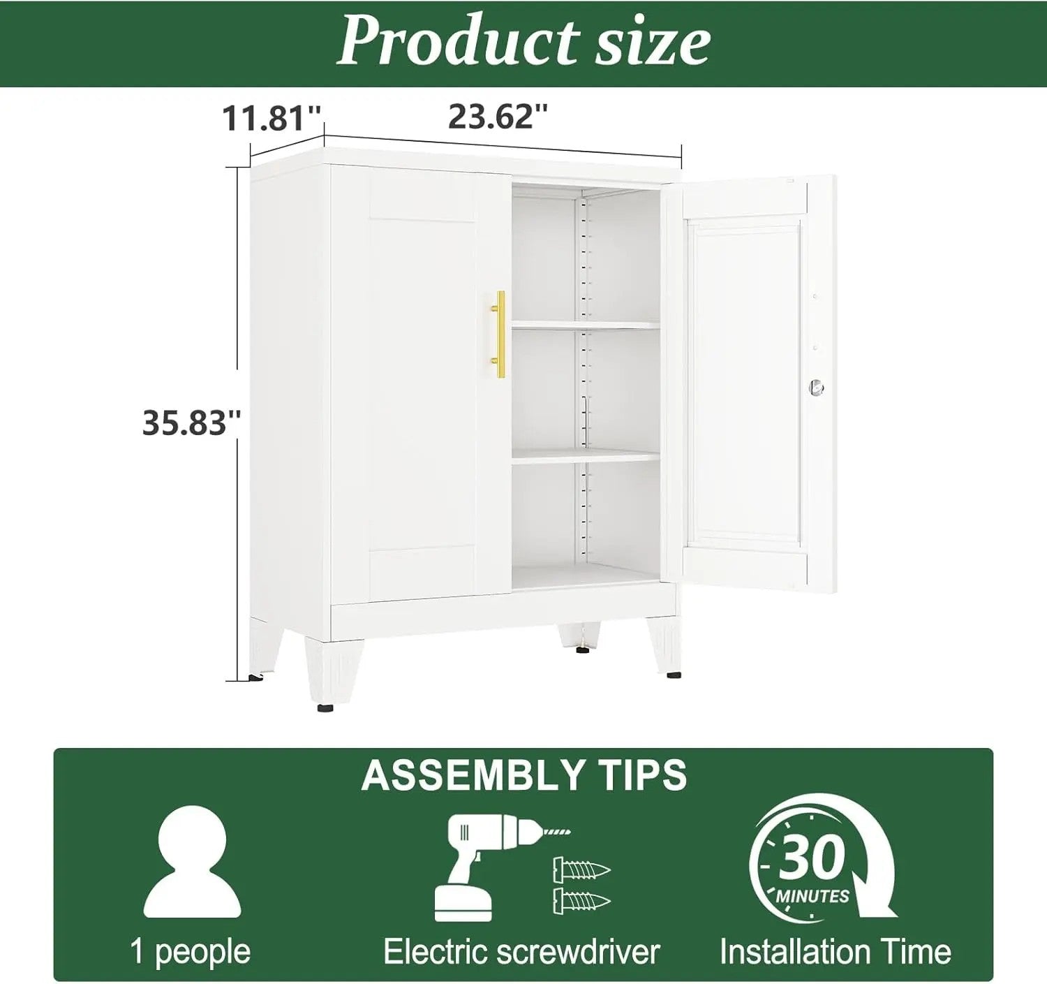Compact Steel Storage Cabinet 40 x 46 x 62 cm image 2
