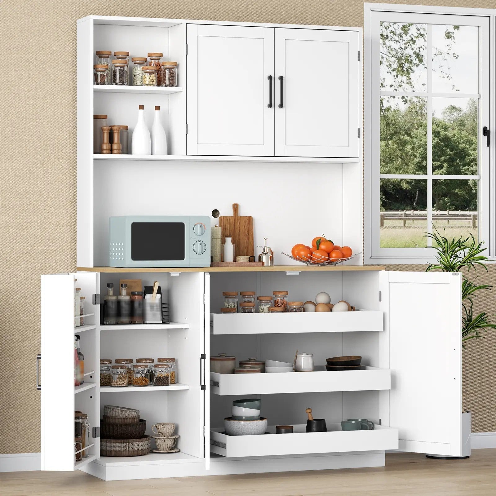 Marble and Steel Storage Cabinet image 1