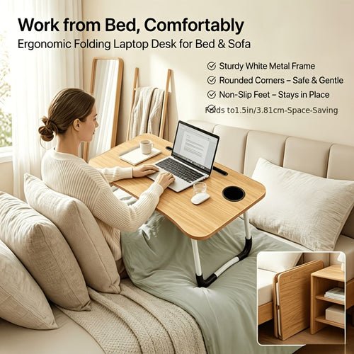 a bedside computer desk a curved sturdy folding image 2