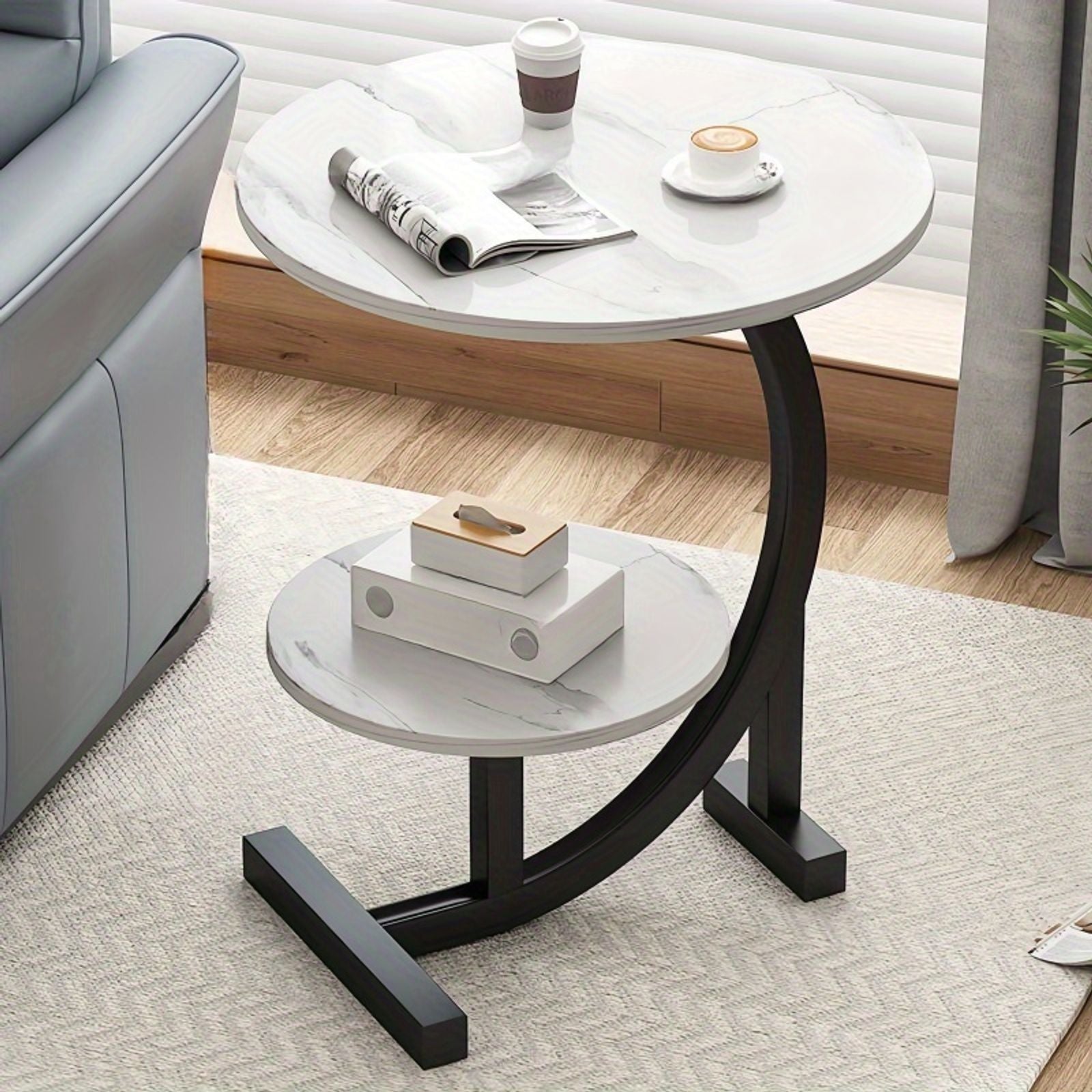simple luxurious solid wood round coffee table modern double image 12